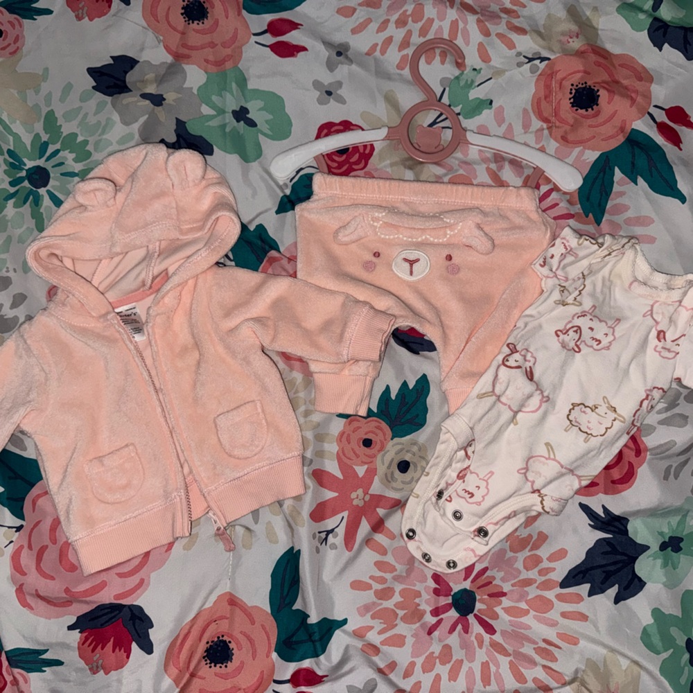 Carters newborn Pink Kids Hoodie and Pants Set